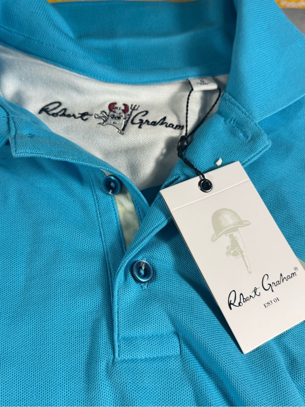 Robert Graham Men’s Polo Shirt in Bright Turquoise
